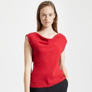 Theory Classic Crepe Draped Boatneck Cowl neck top blouse
